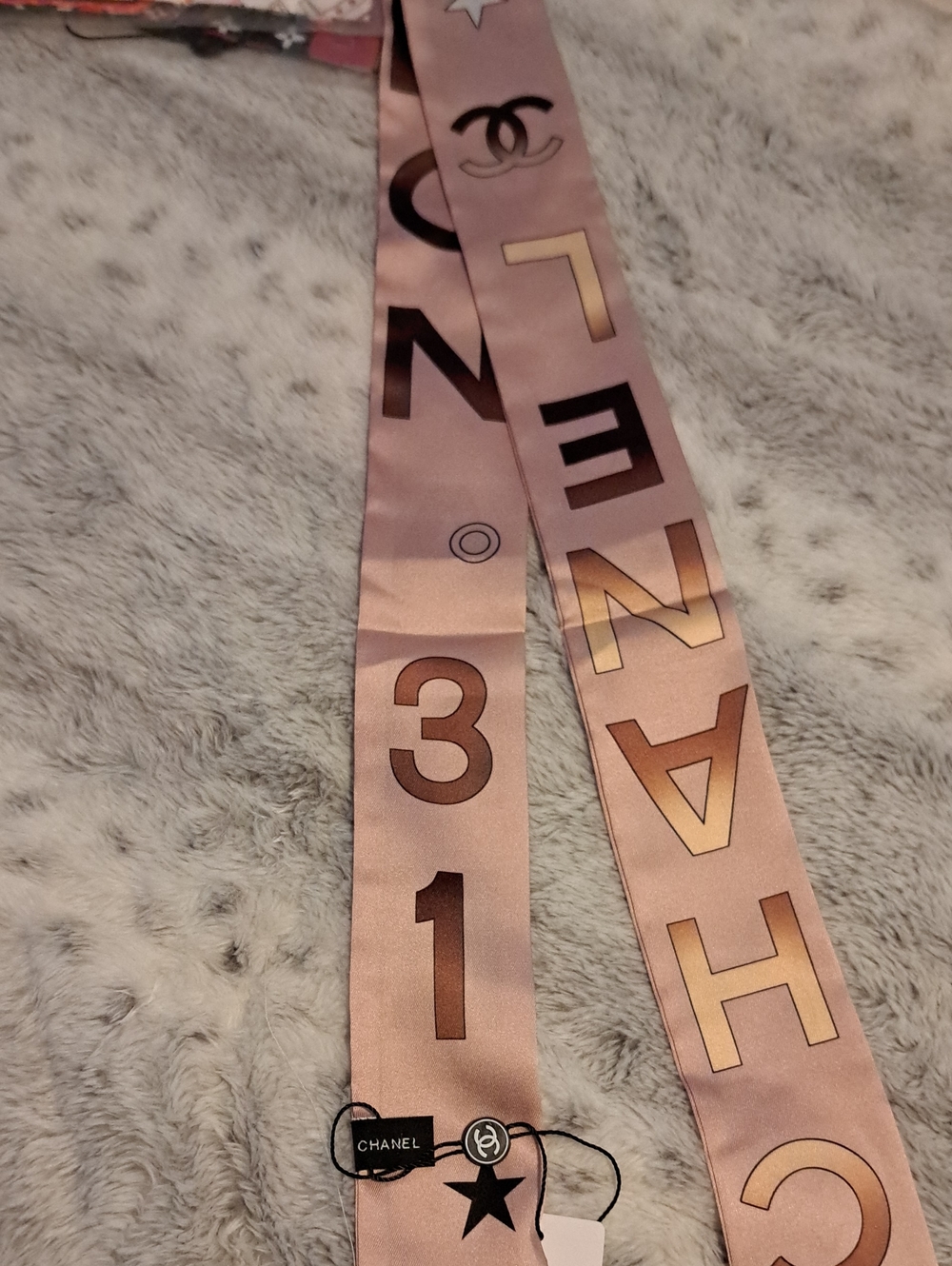 Pink Logo Silk Hair Twilly Scarf